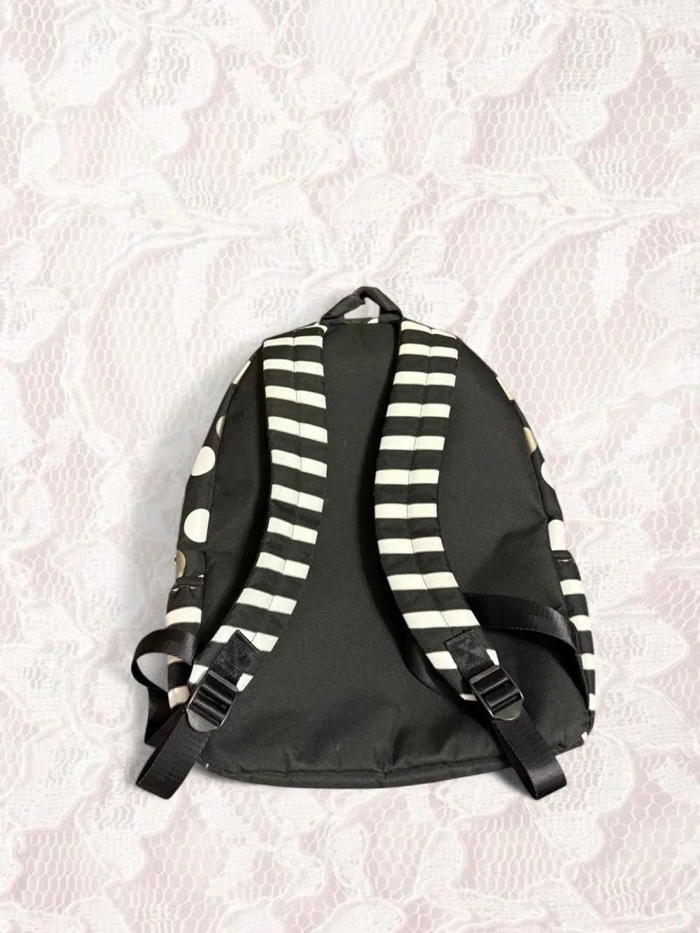 Justice Black & White Polka Dot Mini Backpack with Gold 'A' Patch